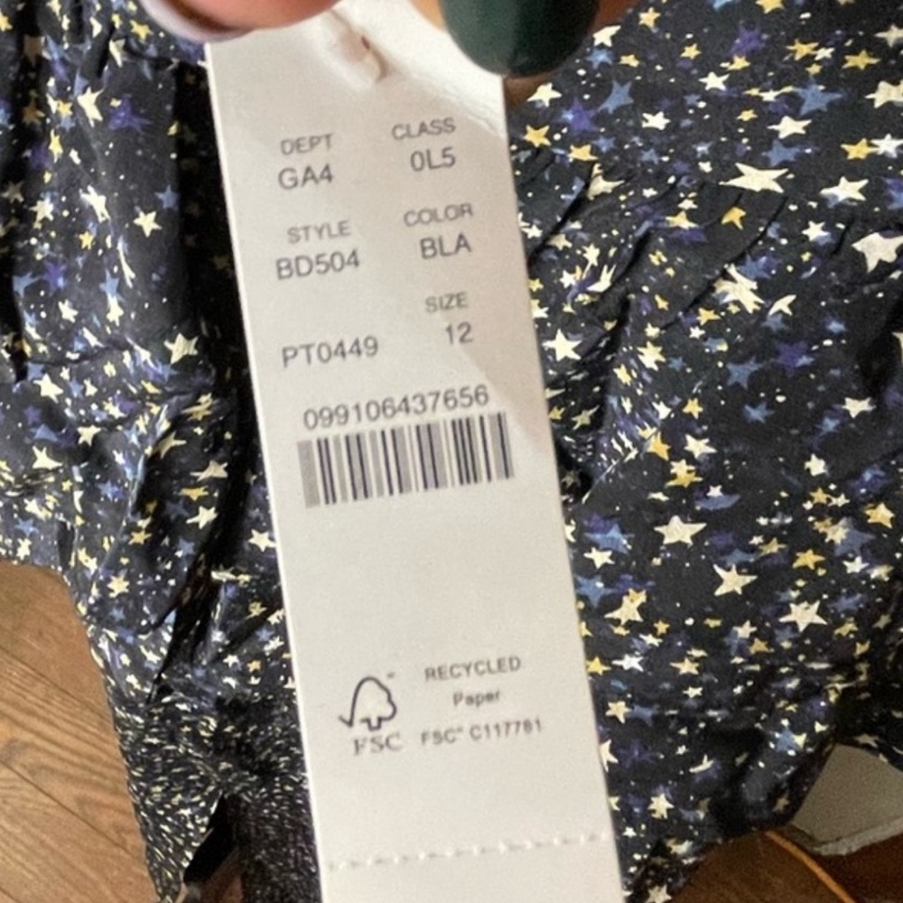 J Crew Ruffle-back silk dress in starry sky print Sz 12 - Picture 4 of 9